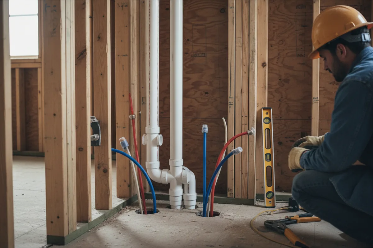 Drain and supply rough-in during Toilet Repair and Installation in Rural Ridge